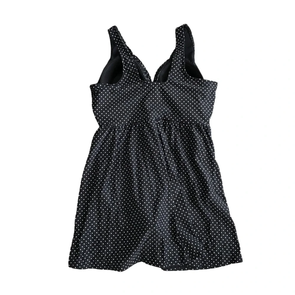 Miracle suit Black Polka Dot Marais Knot Front Swim Dress Size 16W - Picture 2 of 5